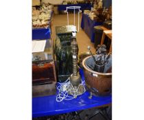 EASTERN ETCHED BRASS COLUMN ELECTRIC LAMP