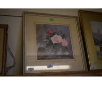 DAPHNE NICOLSON, SIGNED WATERCOLOUR, "AUTUMN ROSES", 26 X 25CM, TOGETHER WITH ONE FURTHER