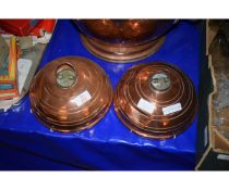 TWO COPPER CIRCULAR BEDWARMERS