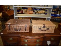 TWO WICKER HAMPERS