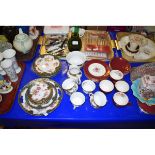 TRAY OF GILT FLORAL DESSERT WARES, CHINA WARES ETC