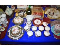 TRAY OF GILT FLORAL DESSERT WARES, CHINA WARES ETC