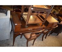 19TH CENTURY CONVERTED SPINET CASE TO A DESK ON TAPERING SQUARE LEGS AND BRASS CASTERS