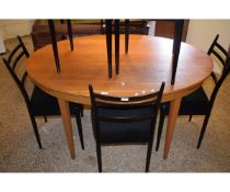 RETRO TEAK OVAL EXTENDING TABLE WITH INTEGRAL LEAF