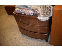 19TH CENTURY MAHOGANY BOW FRONTED TWO OVER THREE FULL WIDTH DRAWER CHEST WITH RINGLET HANDLES