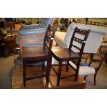 TWO 19TH CENTURY MENDLESHAM DINING CHAIRS WITH HARD SEAT AND RAIL AND BALL BAR TO BACK