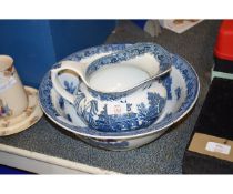 WILLOW PATTERN WASH JUG AND BOWL