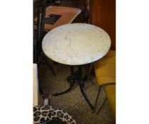 CAST IRON MARBLE TOP PUB TYPE TABLE