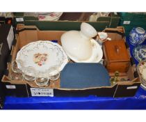 BOX OF MIXED GLASS WARES, PLATES ETC