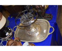 SILVER PLATED TWO HANDLED TRAY AND FURTHER BURNER (2)