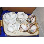 MIXED LOT OF TEA WARES TO INCLUDE RICHMOND, ROSE DECORATED TEA WARES ETC