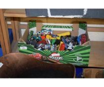 BOX OF MIXED PLAY WORN DIE-CAST TOY VEHICLES