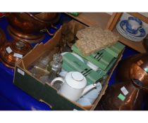 BOX OF MIXED TEA WARES, THOMAS JERMY COFFEE SET, GLASS WARE ETC