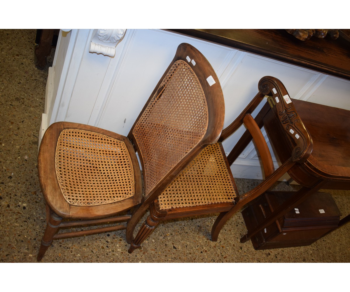 WILLIAM IV BAR BACK CANE SEATED DINING CHAIR WITH REEDED FRONT LEGS TOGETHER WITH A FURTHER CANE