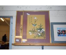 TWO GILT FRAMED SILK EMBROIDERED PICTURES