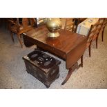 19TH CENTURY SOFA TABLE WITH TWO DRAWERS WITH DROP FLAPS WITH SPLAYED BASE