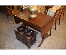 19TH CENTURY SOFA TABLE WITH TWO DRAWERS WITH DROP FLAPS WITH SPLAYED BASE
