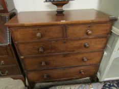 19TH CENTURY MAHOGANY CHEST OF STRAIGHT FRONT WITH TWO OVER THREE FULL WIDTH DRAWERS WITH TURNED