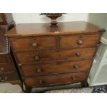 19TH CENTURY MAHOGANY CHEST OF STRAIGHT FRONT WITH TWO OVER THREE FULL WIDTH DRAWERS WITH TURNED