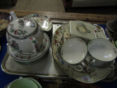 TWO HANDLED CHINESE ROSE PLATES, FURTHER DOULTON KEW HALF MOOD DISHES ETC