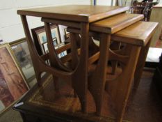 RETRO TEAK STATEROOM NEST OF THREE TABLES