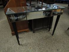 MIRROR FRONTED SINGLE DRAWER SIDE TABLE WITH ETCHED FRONT