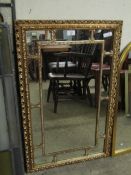 MODERN RECTANGULAR GILT FRAMED WALL MIRROR WITH SECTIONAL MIRROR