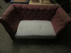 19TH CENTURY MAHOGANY FRAMED SMALL PROPORTION DROP END SOFA WITH BUTTON BACK (NEEDS RE-UPHOLSTERING)