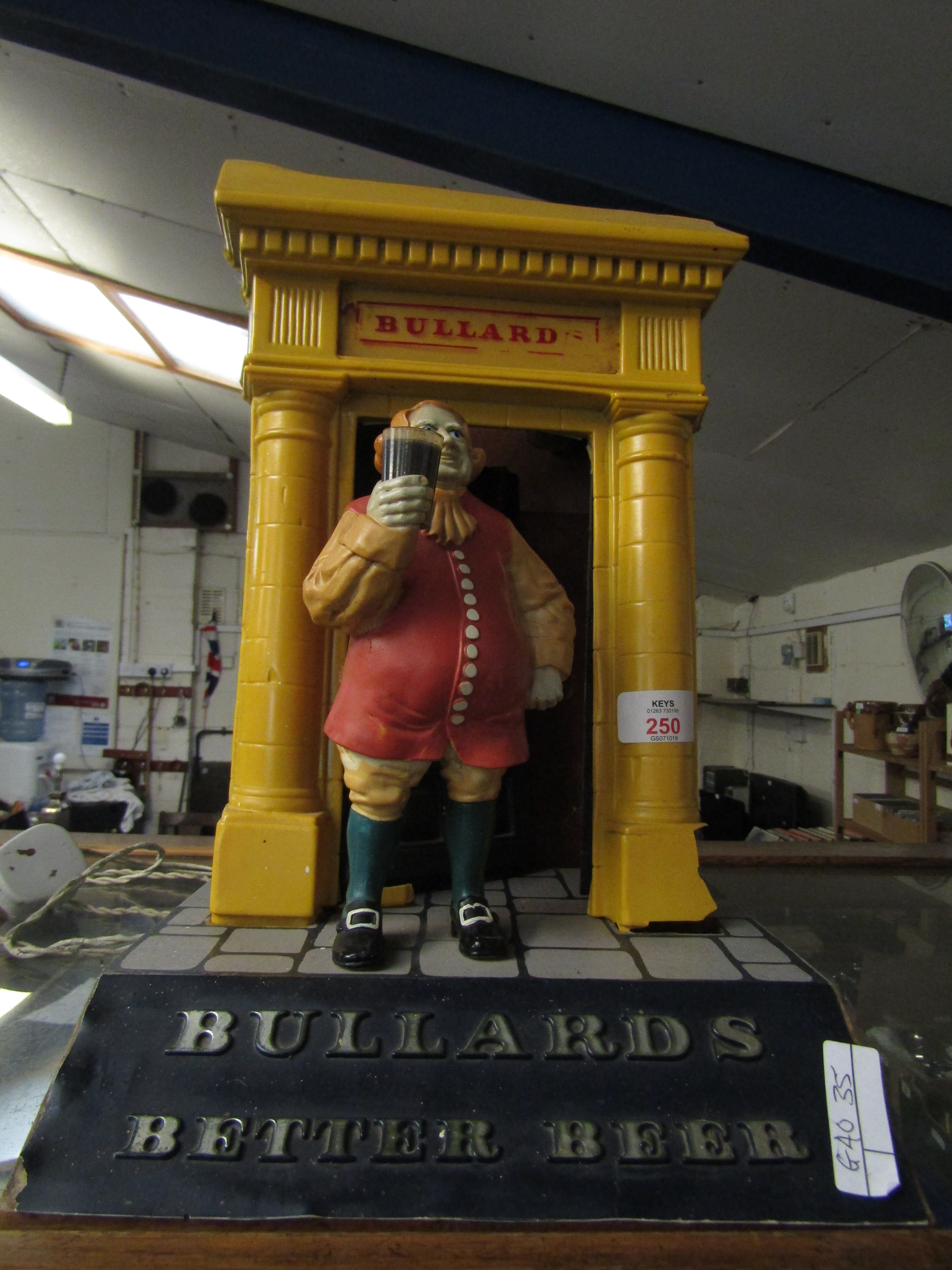 RETRO PLASTIC BULLARD’S LIGHT UP ADVERTISING FIGURE STANDING IN A DOOR WAY