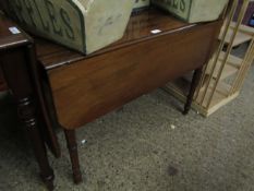 19TH CENTURY ,MAHOGANY PEMBROKE TABLE WITH SINGLE DRAWER TO END ON TURNED LEGS