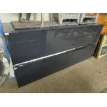 GREY LACQUERED TWO SLIDING DOOR TELEVISION CABINET