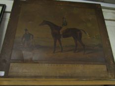 VINTAGE TYPE CARDBOARD PICTURE OF A RACEHORSE ENTITLED ‘CAPTAIN BECHER ON VIVIAN’ (AF)