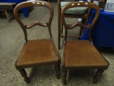 PAIR OF VICTORIAN MAHOGANY BALLOON BACK DINING CHAIRS WITH BROWN DROP IN SEATS (2)