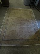 GOOD QUALITY ROYAL KESHAN CARPET WITH CREAM GROUND TOGETHER WITH ONE OTHER (2)