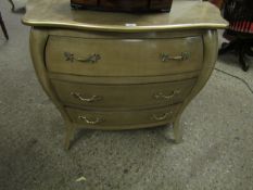 GOLD LACQUERED BOMBAY TYPE THREE DRAWER CHEST