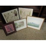 GROUP MIXED PICTURES, A BROUGE PRINT, FRAMED LIMITED EDITION MAP OF CAMBRIDGESHIRE ETC