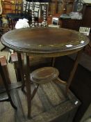 EDWARDIAN MAHOGANY AND GARLAND PAINTED OVAL SIDE TABLE