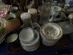 TRAY MIXED STORAGE JARS, DECORATIVE PLATES ETC