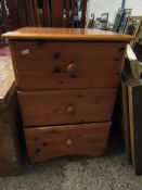 PINE FRAMED THREE DRAWER BEDSIDE CHEST