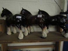 THREE SHIRE HORSE ORNAMENTS