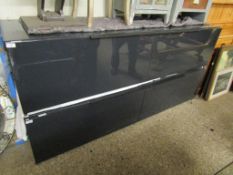 GREY LACQUERED TWO SLIDING DOOR TELEVISION CABINET