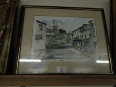 TWO PEN AND WATERCOLOUR SIGNED PICTURES OF HAWES AND CALDBECK (2)