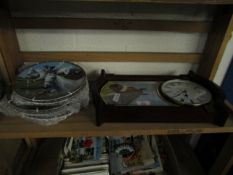 GROUP OF ROYAL WORCESTER EQUESTRIAN PLATES, CLOCK ETC