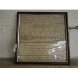 19TH CENTURY SAMPLER ON GAUZE BY AUGUSTA MARIA BARBER AGED 8 DATED 1838