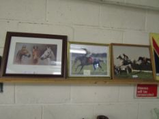 THREE HORSE RACING PRINTS, ONE SIGNED AND ONE ‘WE THREE KINGS’ (3)