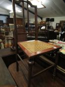 OAK FRAMED BEDROOM CHAIR WITH CANE SEAT