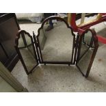 MAHOGANY FRAMED ARCH TOP TRIPLE DRESSING TABLE MIRROR