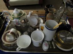 VICTORIAN TEAPOT, FOUR BOTTLE CRUET STAND ETC