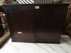 19TH CENTURY MAHOGANY WALL MOUNTED TWO DOOR CUPBOARD WITH SHELVED INTERIOR