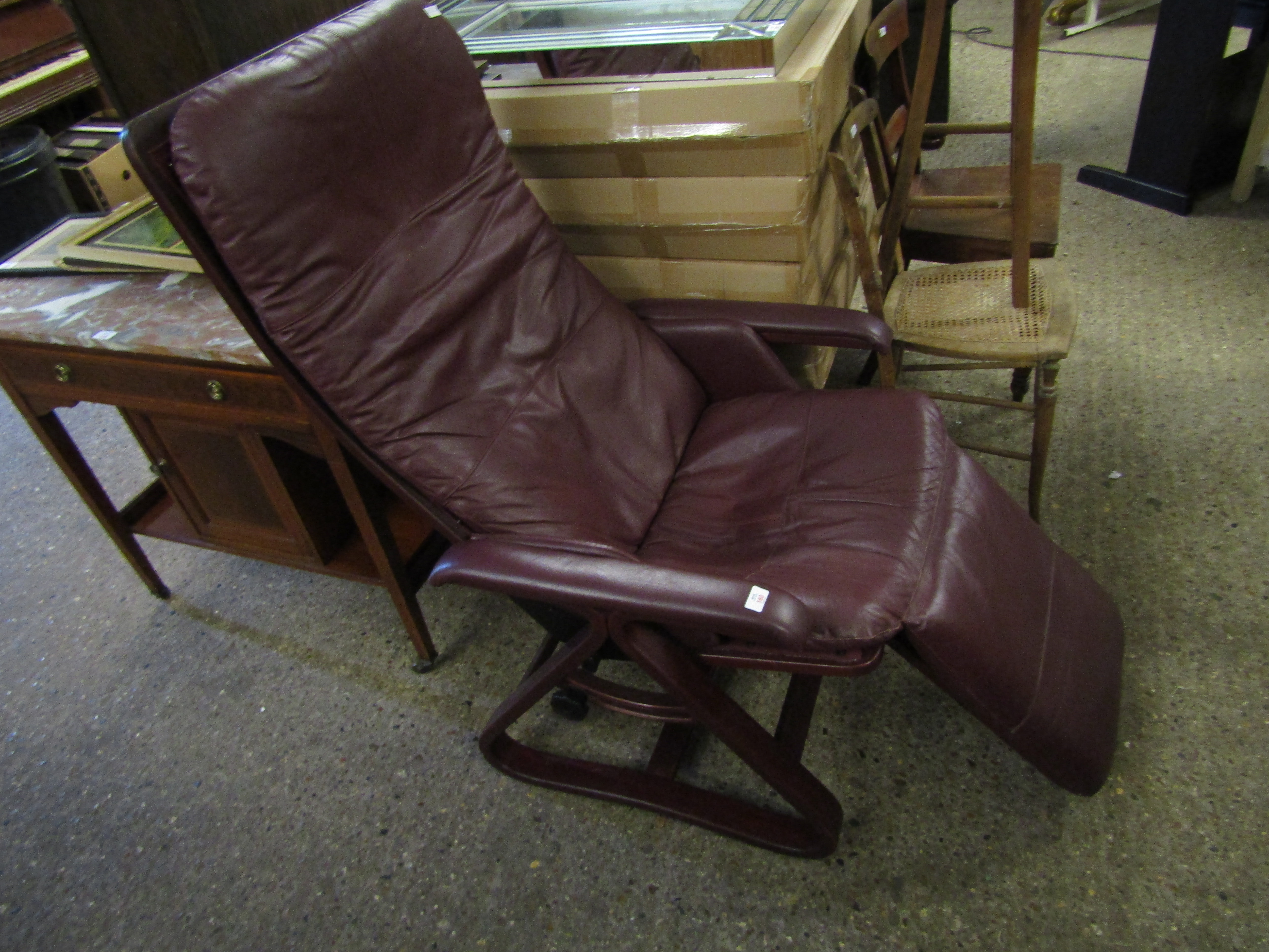 RETRO NEPSCO RED LEATHER RECLINING ARMCHAIR